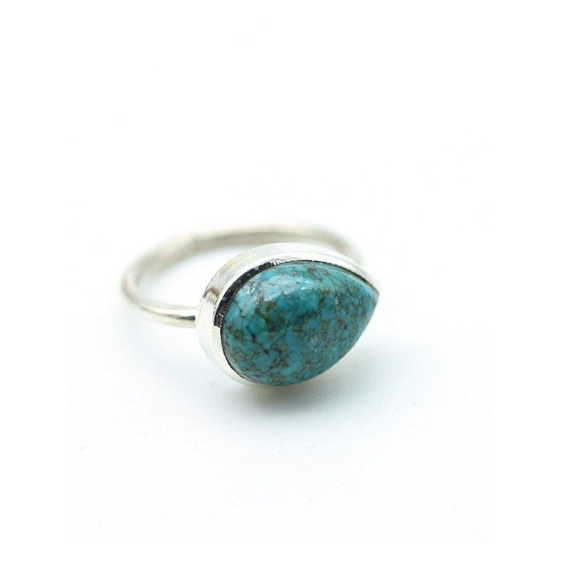 Bague turquoise en argent - Mosaik bijoux indiens