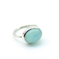 Bague argent pierre bleue -...