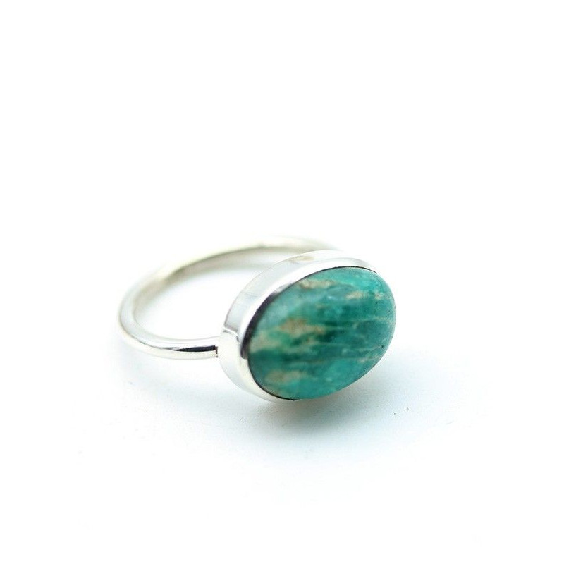 Bague argent amazonite naturelle - Mosaik bijoux indiens