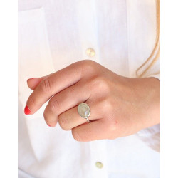 Bague argent ovale préhnite...