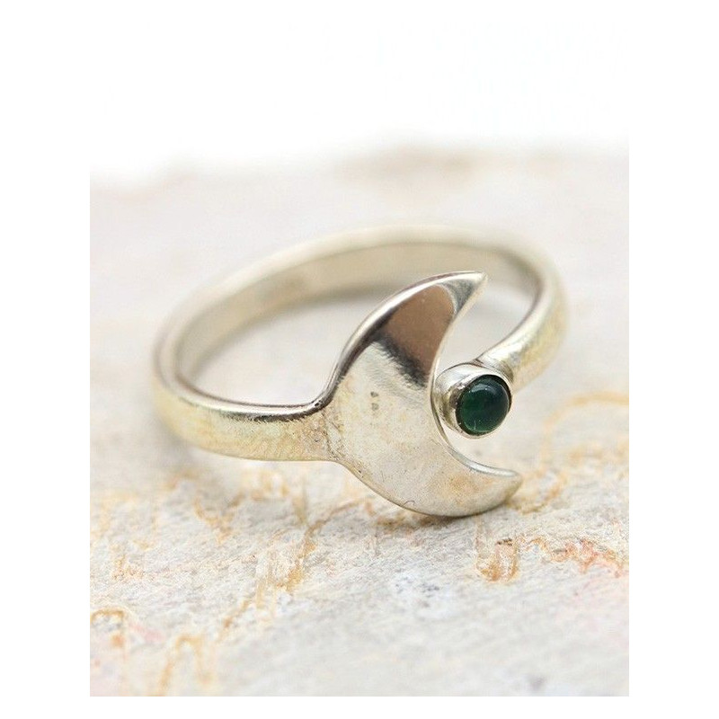 Bague de pied argent pierre verte - Mosaik bijoux indiens