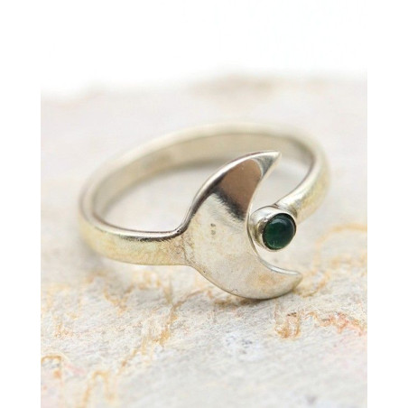 Bague de pied argent pierre verte - Mosaik bijoux indiens