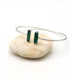 Jonc réglable agate verte -...