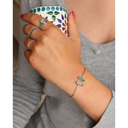Bracelet argenté 2 agate -...