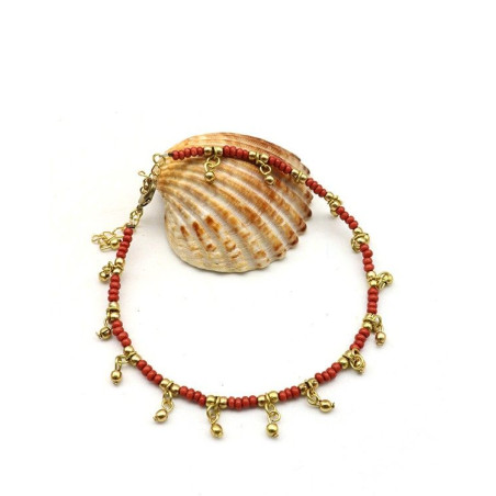 Chaine de pied rouge - Mosaik bijoux indiens
