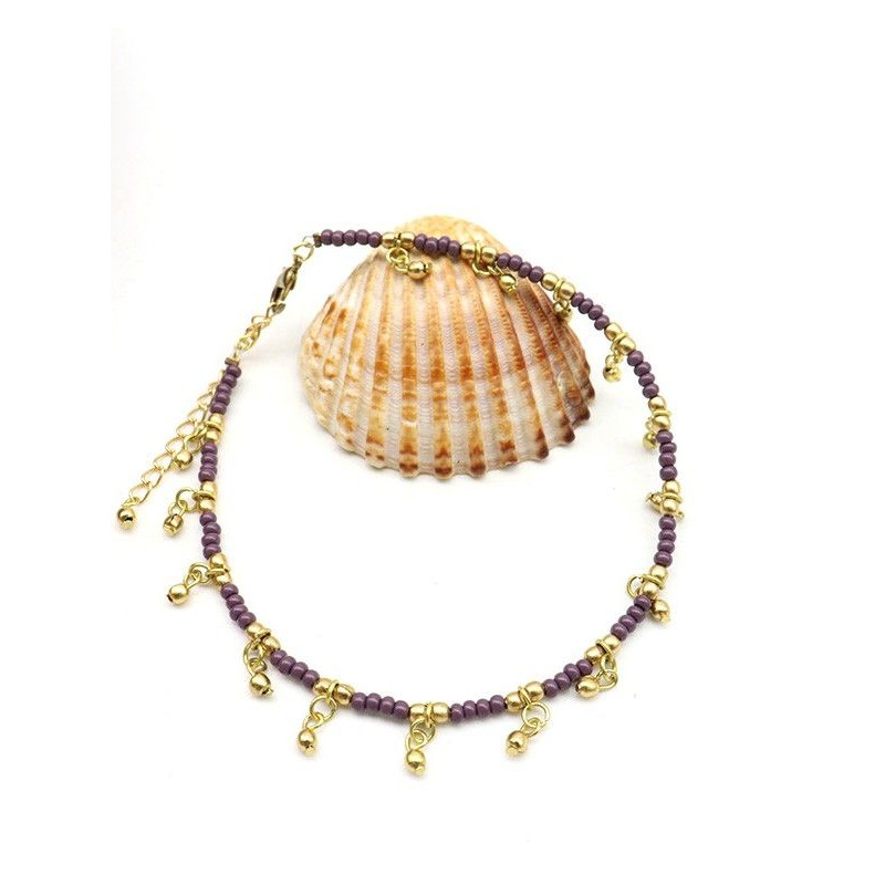 chaine de cheville violette - Mosaik bijoux indiens chaine de cheville violette - Mosaik bijoux indiens