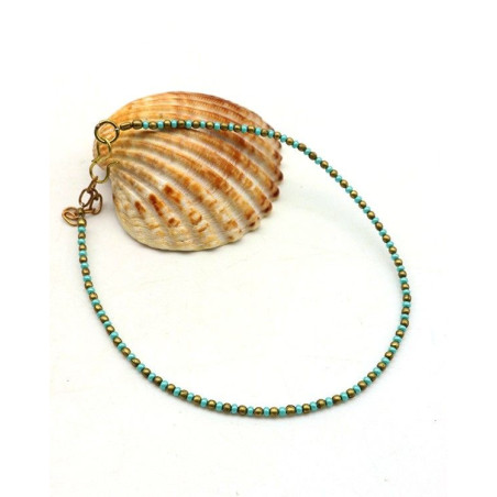 Chaine de pied dorée et turquoise - Mosaik bijoux indiens