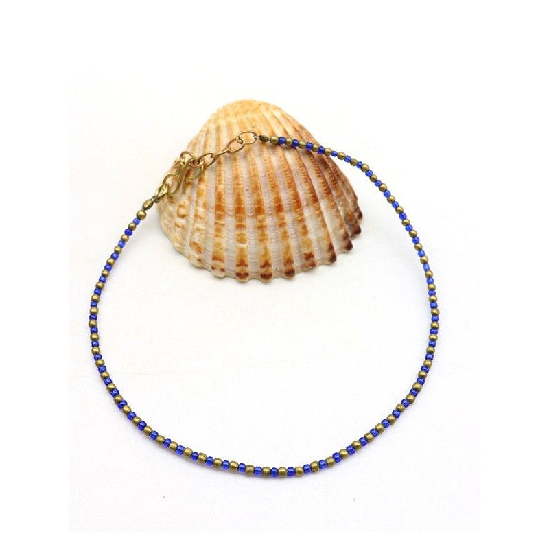 Chaine de pied bleue - Mosaik bijoux indiens