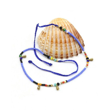 Chaine de pied perles bleues - Mosaik bijoux indiens