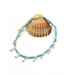 Chaine de pied turquoise -...