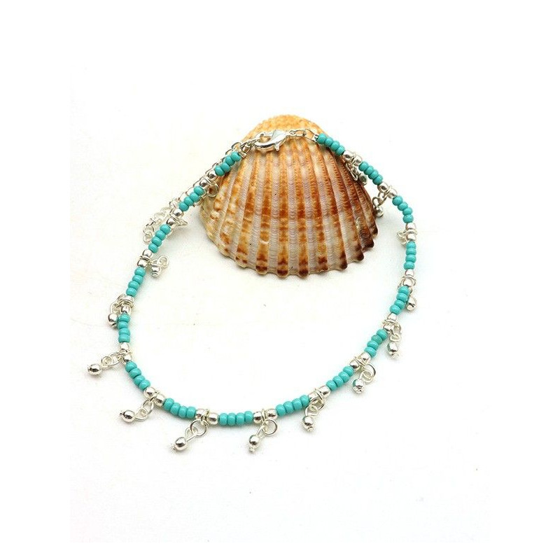 Chaine de pied turquoise - Mosaik bijoux indiens