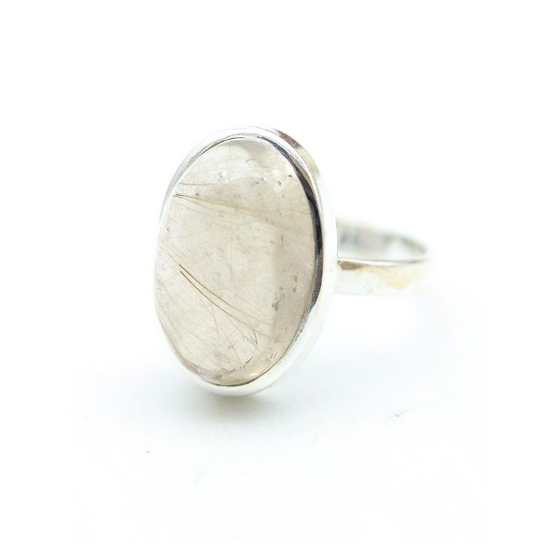Bague ovale argent quartz rutile - Mosaik bijoux indiens