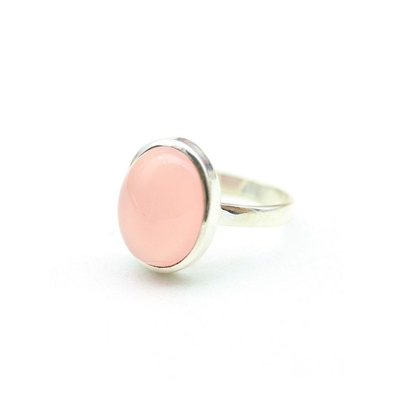 Bague quartz rose en argent - Mosaik bijoux indiens