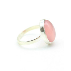 Bague ovale argent quartz rose - Mosaik bijoux indiens