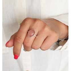Bague argent pierre rose -...