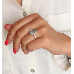 Bague topaze bleue en argent -  Mosaik bijoux indiens