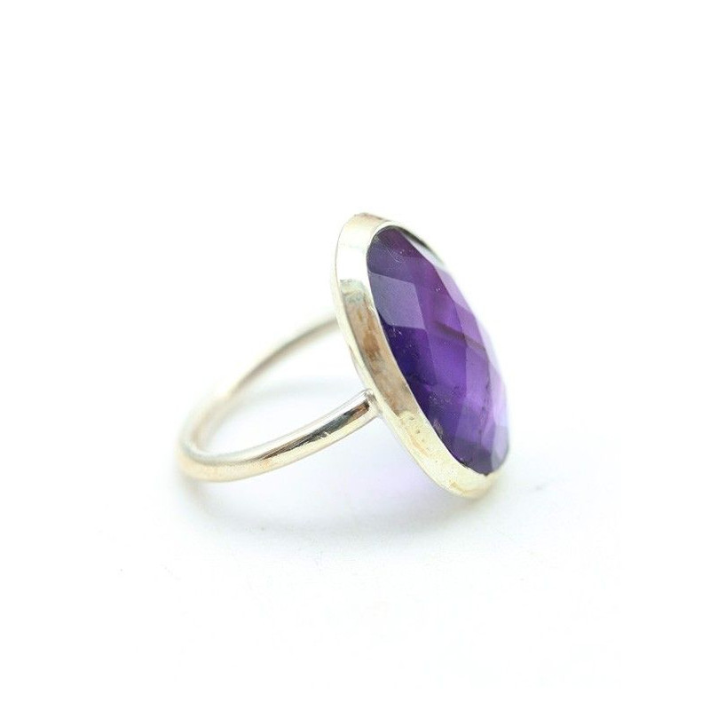 Bague argent pierre violette - Mosaik bijoux indiens