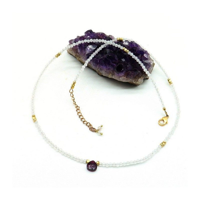 collier quartz rose facetté - Mosaik bijoux indiens collier quartz rose facetté - Mosaik bijoux indiens