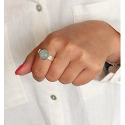 Bague ronde calcédoine -...