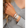 Jonc réglable argenté martelé -  Mosaik bijoux indiens
