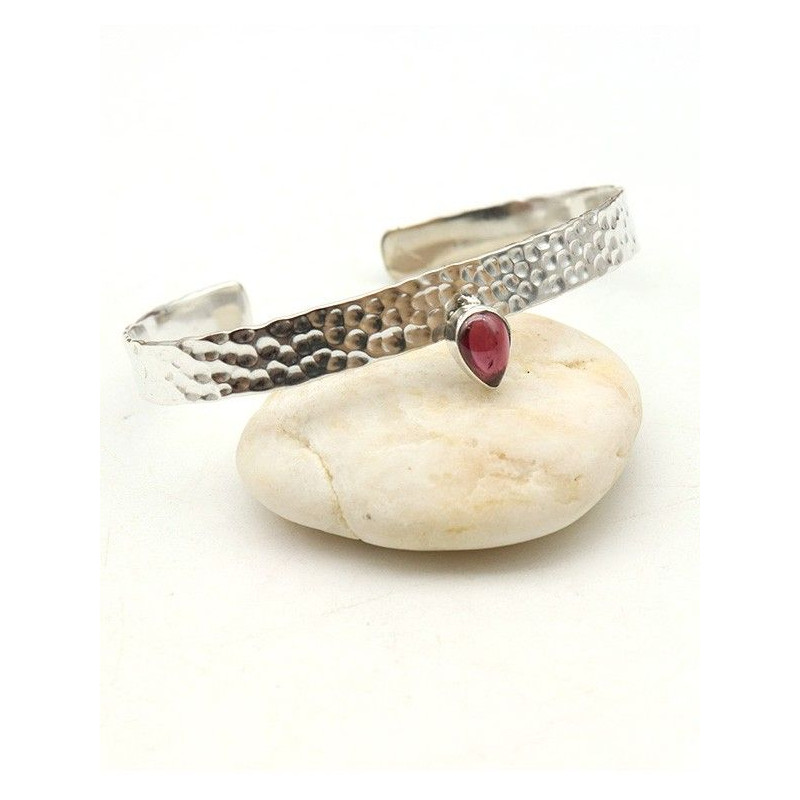 Bracelet martelé argenté -  Mosaik bijoux indiens