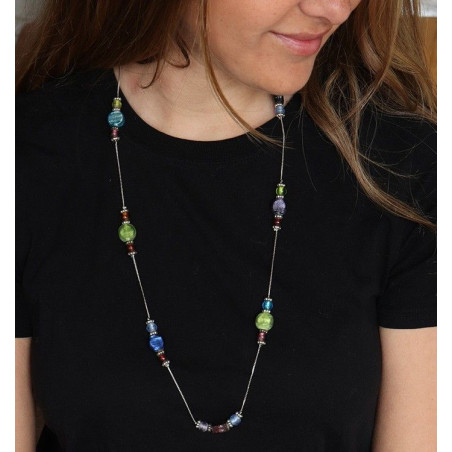 Sautoir fin perles colorées - Mosaik bijoux indiens