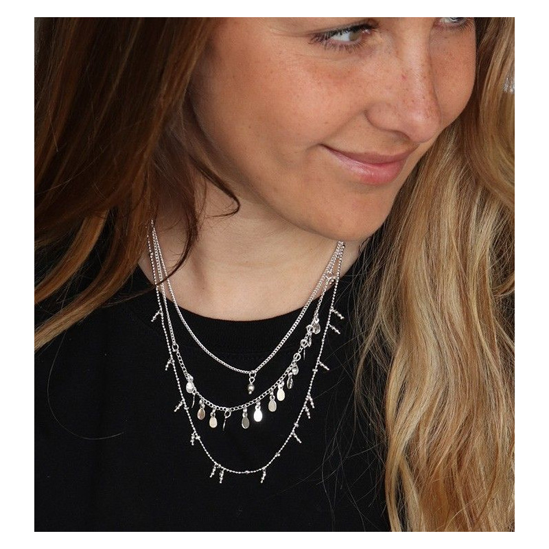 Collier 3 rangs argenté - Mosaik bijoux indiens