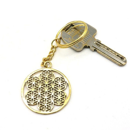 Porte clé doré fleur de vie - Mosaik bijoux indiens
