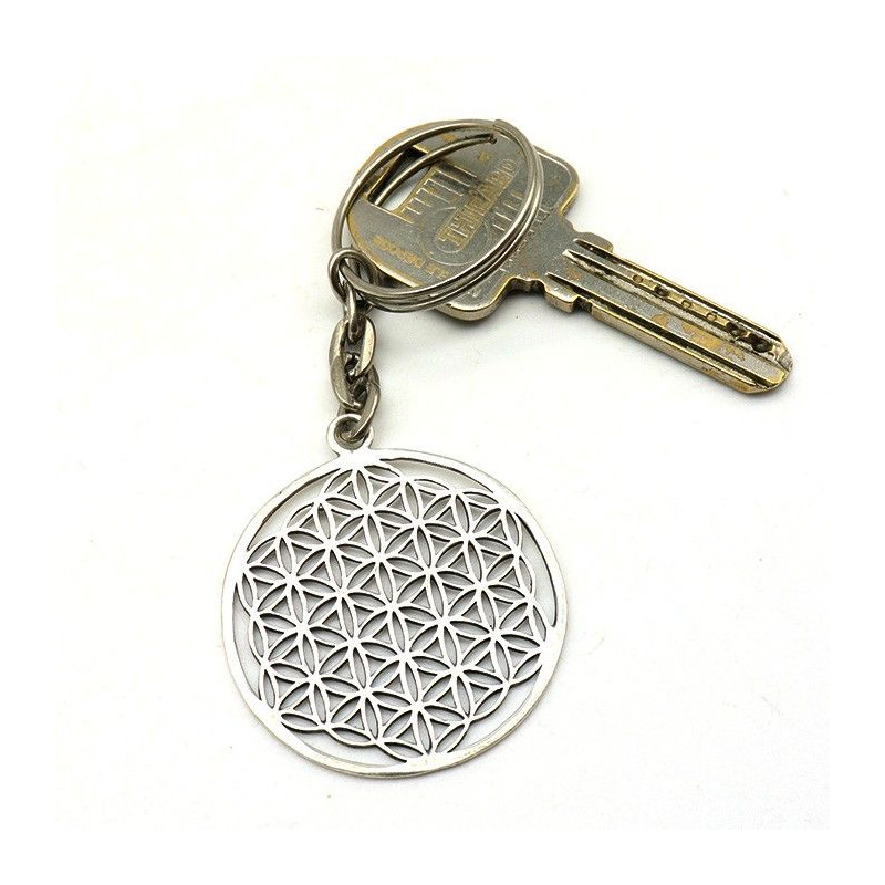 Porte clef argenté fleur de vie - Mosaik bijoux indiens