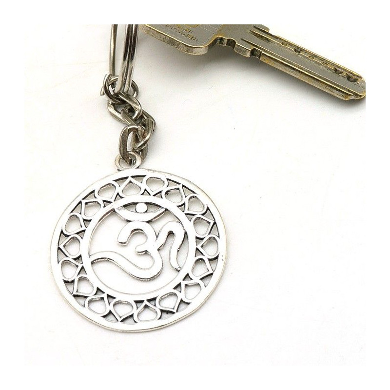 Porte clé argenté aum - Mosaik bijoux indiens