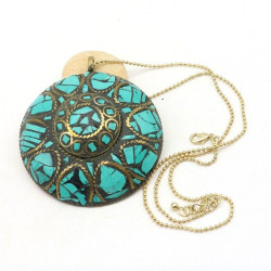 Pendentif bohème turquoise...