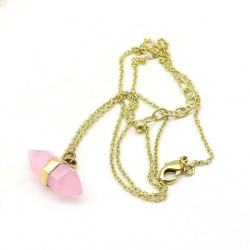 Pendentif quartz rose en...