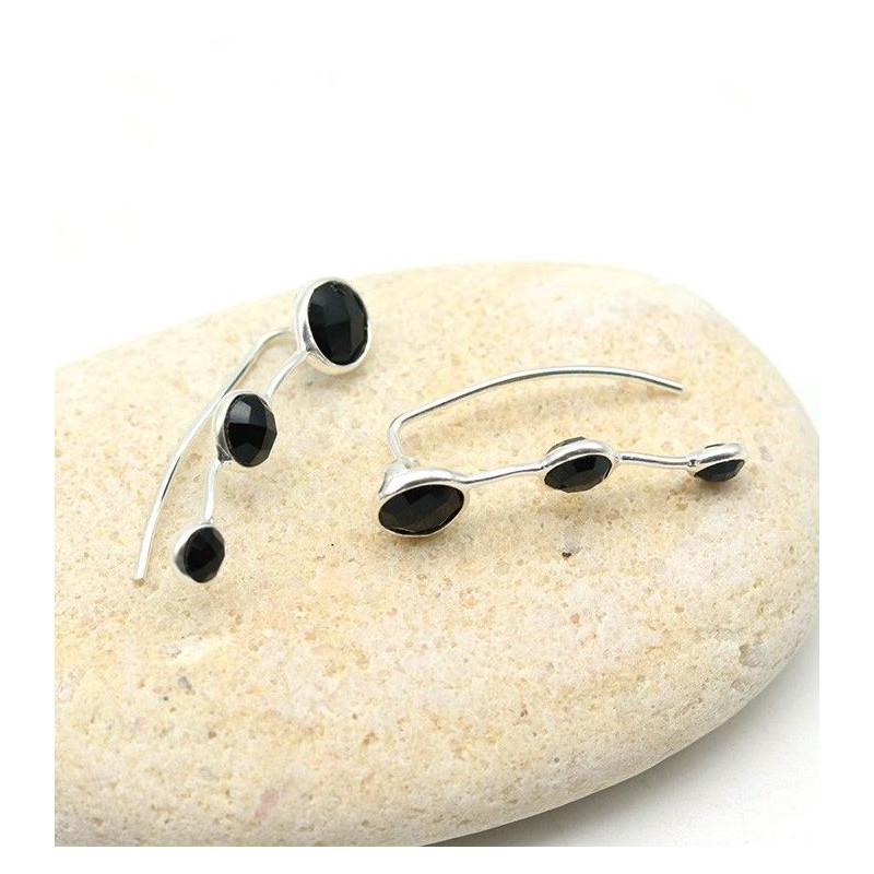Boucles d'oreilles 3 onyx - Mosaik bijoux indiens Boucles d'oreilles 3 onyx - Mosaik bijoux indiens