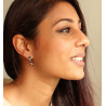 Clou d'oreille argent pierre noire - Mosaik bijoux indiens