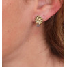 Puces d'oreilles martelées quartz rose Mosaik Bijoux Indiens - 2