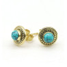 clou d'oreille laiton et turquoise - Mosaik bijoux indiens