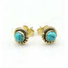 clou d'oreille laiton et turquoise - Mosaik bijoux indiens