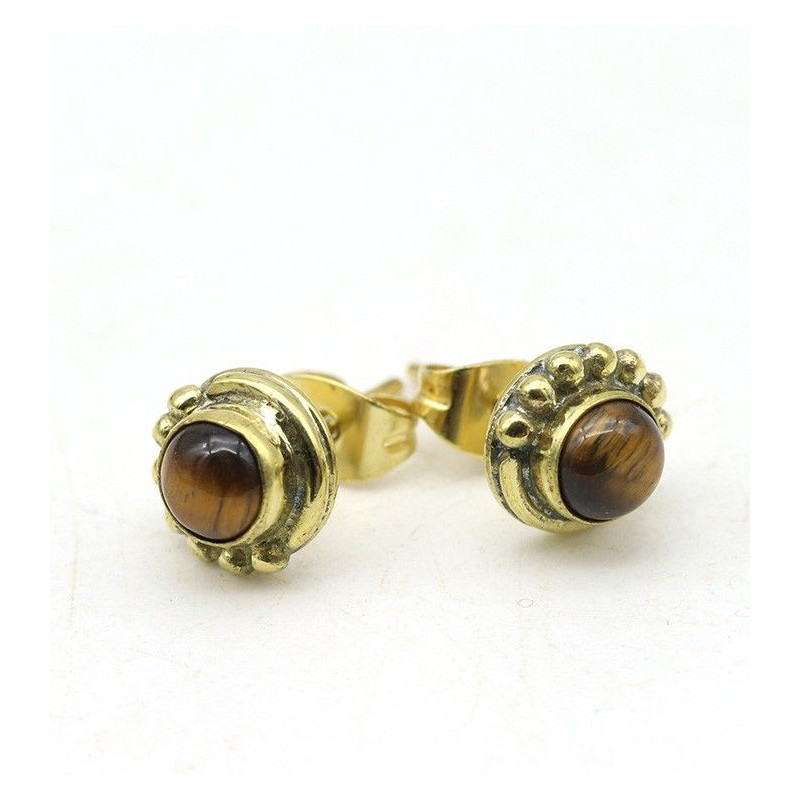 clou d'oreille oeil de tigre - Mosaik bijoux indiens