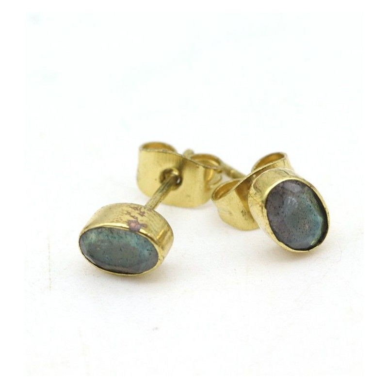 puce d'oreille ovale labradorite - Mosaik bijoux indiens