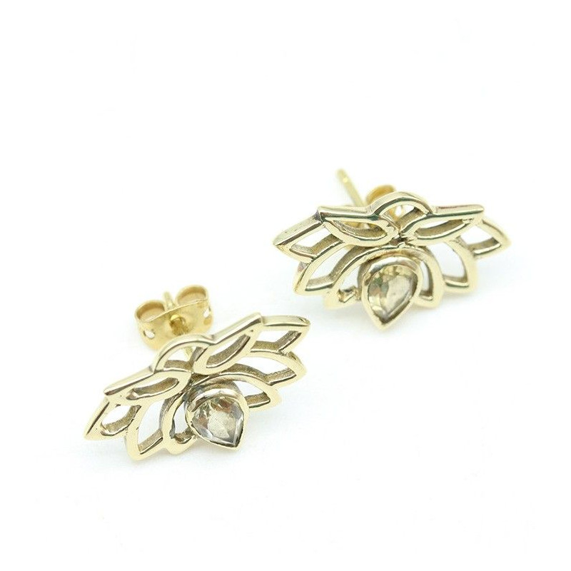 Boucle d'oreille lotus dorée - Mosaik bijoux indiens Boucle d'oreille lotus dorée - Mosaik bijoux indiens