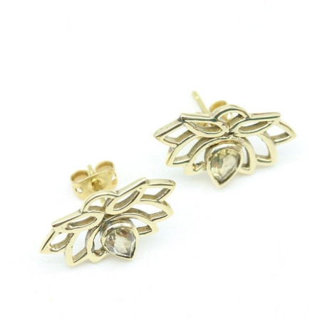 Boucle d'oreille lotus dorée - Mosaik bijoux indiens