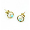 Clou d'oreille turquoise et doré - Mosaik bijoux indiens