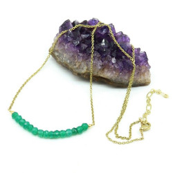 Collier laiton pierre verte...