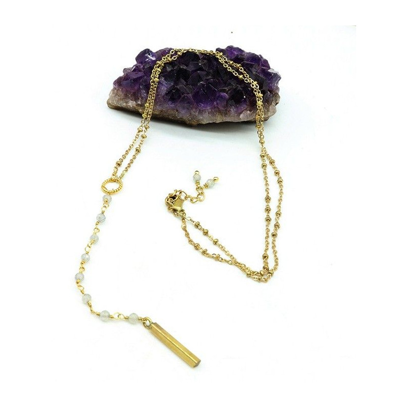 Collier pierre de lune doré - Mosaik bijoux indiens Collier pierre de lune doré - Mosaik bijoux indiens