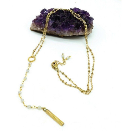 Collier pierre de lune doré - Mosaik bijoux indiens