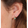 Puces d'oreilles rondes laiton et turquoise Mosaik Bijoux Indiens - 2