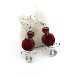 Boucle d'oreille rouge -...