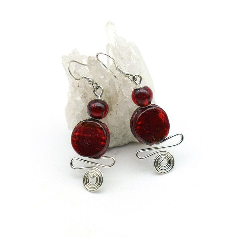 Boucle d'oreille rouge - Mosaik bijoux indiens Boucle d'oreille rouge - Mosaik bijoux indiens