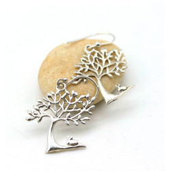 Boucle d'oreille arbre de vie argent - Mosaik bijoux indiens