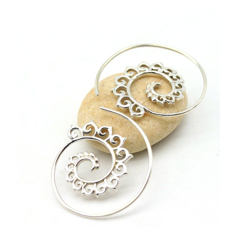 Créole travaillée spirale argent - Mosaik bijoux indiens